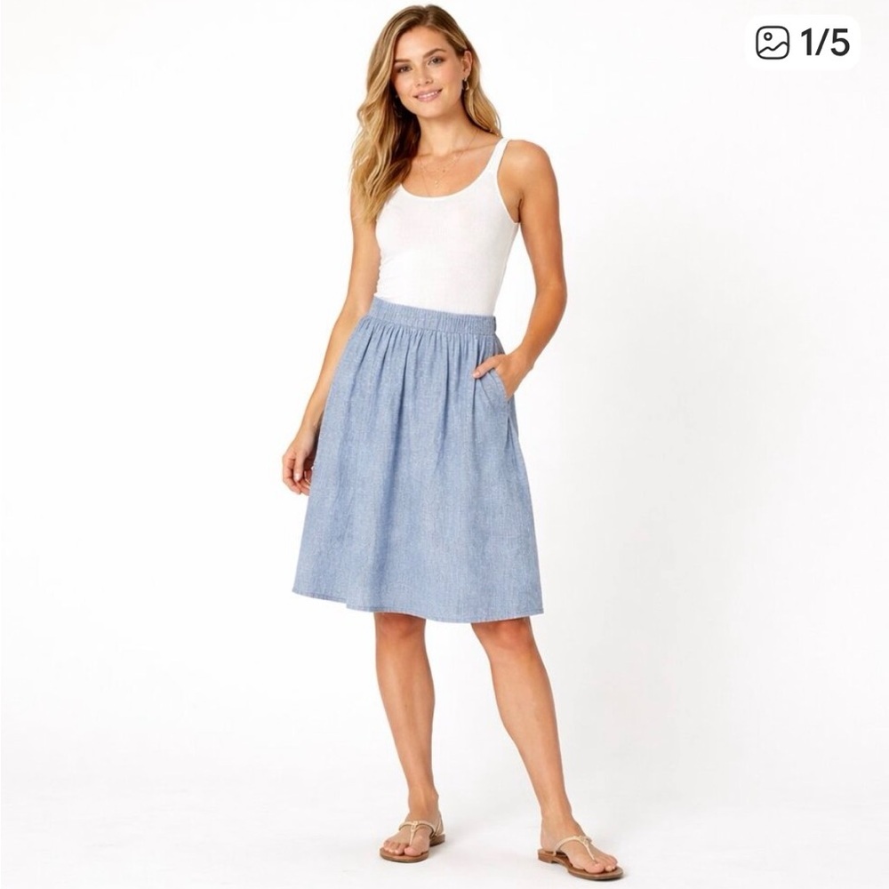 Uniqlo blue linen and cotton skirt - Picture 2 of 7